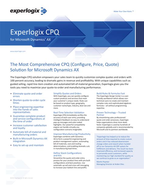 dynamics ax cpq|Experlogix CPQ.